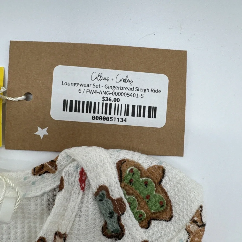 Angel Dear Pajamas 6 Bamboo Gingerbread Sleigh Ride NWT‎ 2 Piece
